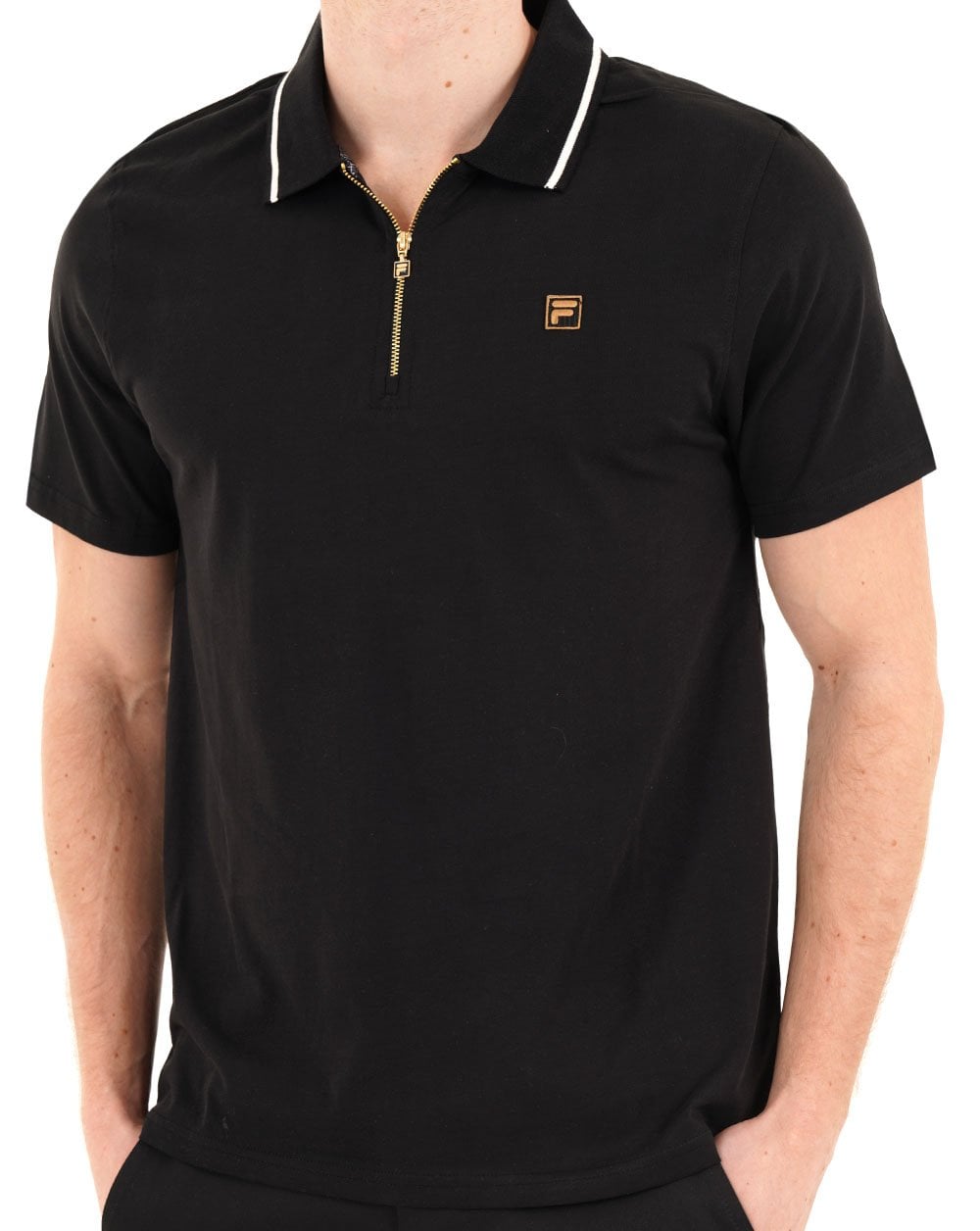 Fila Gold Lemar Zip Polo Black