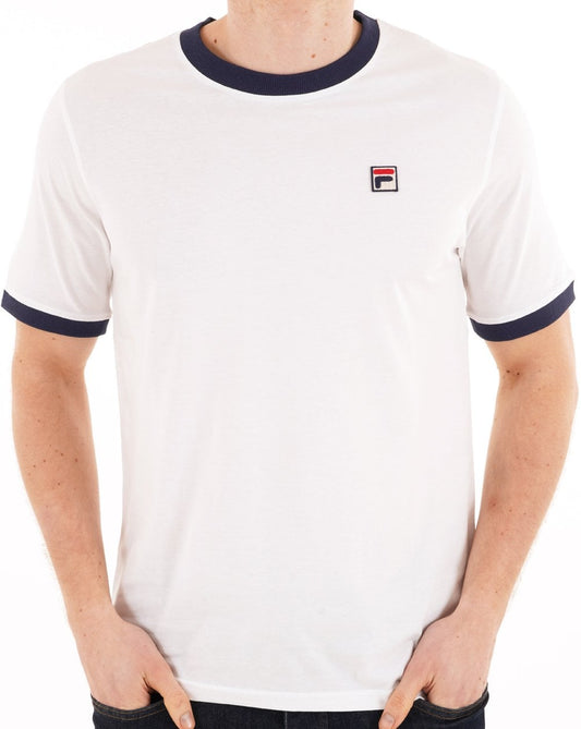 Fila Vintage Ringer T Shirt White Navy
