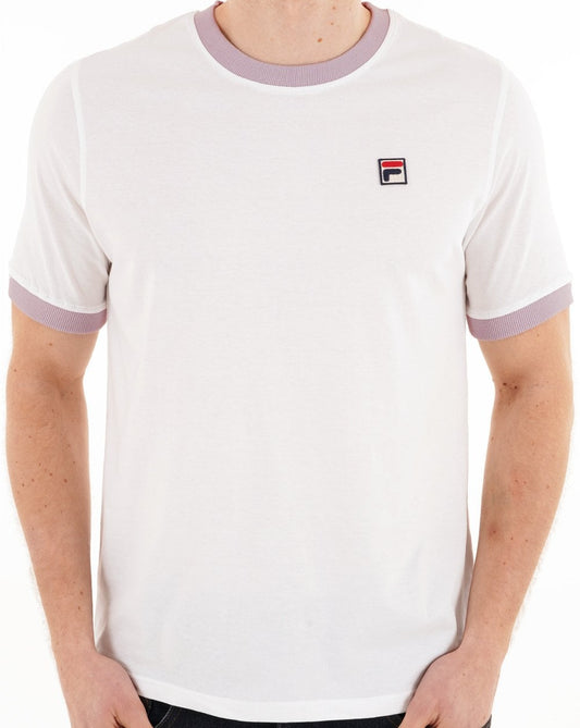 Fila Vintage Ringer T Shirt White/Lilac