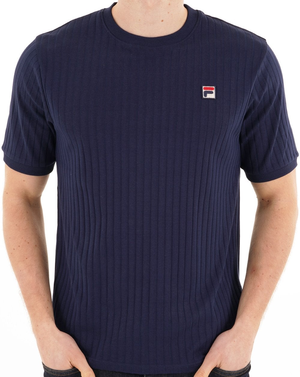 Fila Vintage Easton Ribbed T Shirt Navy