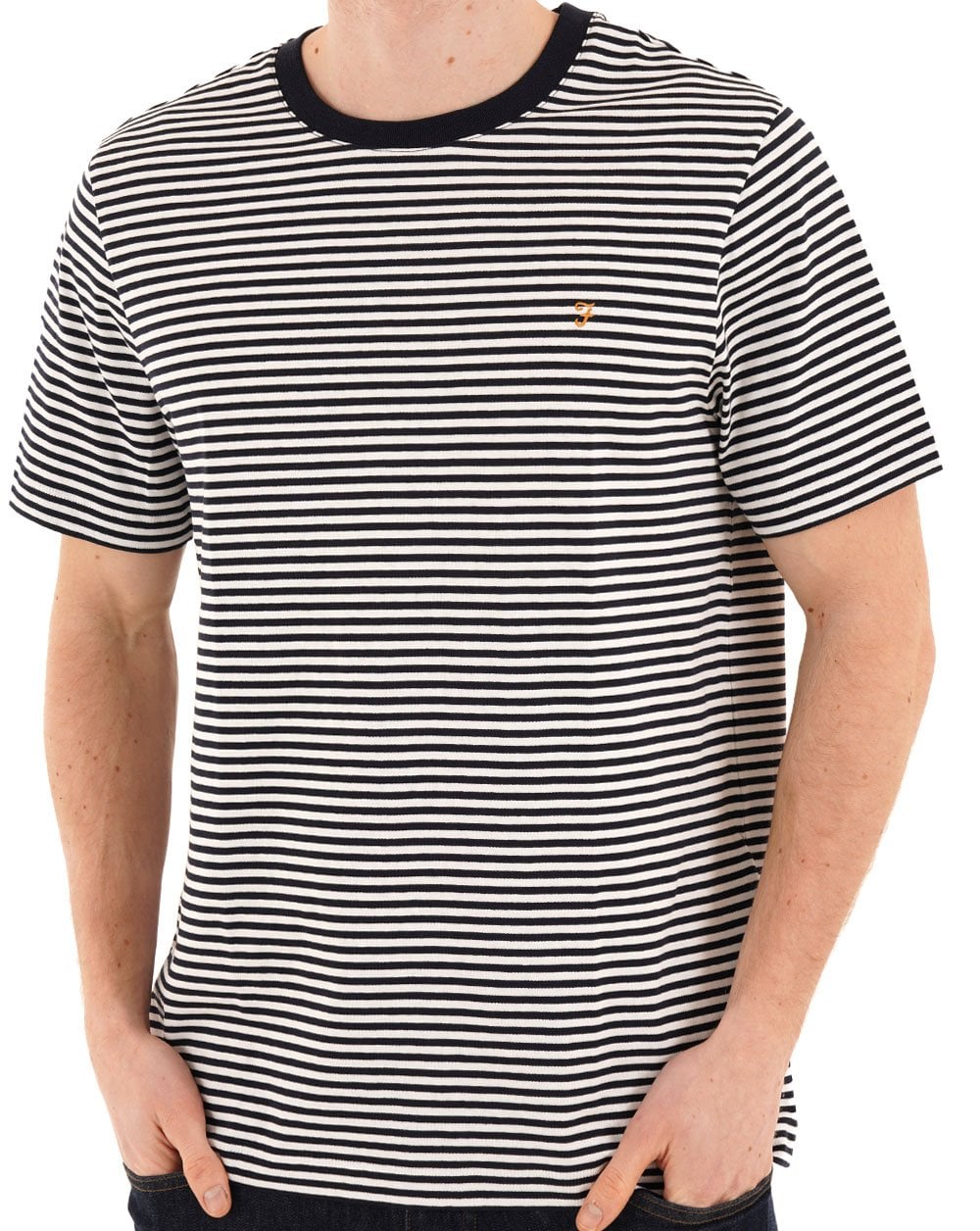 Farah Castle Striped T Shirt True Navy