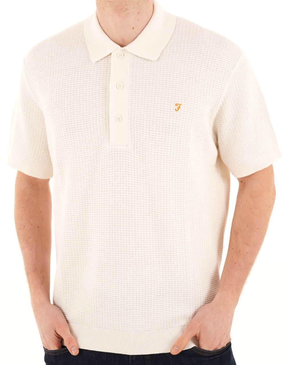 Farah Thornley Knit Polo Ecru
