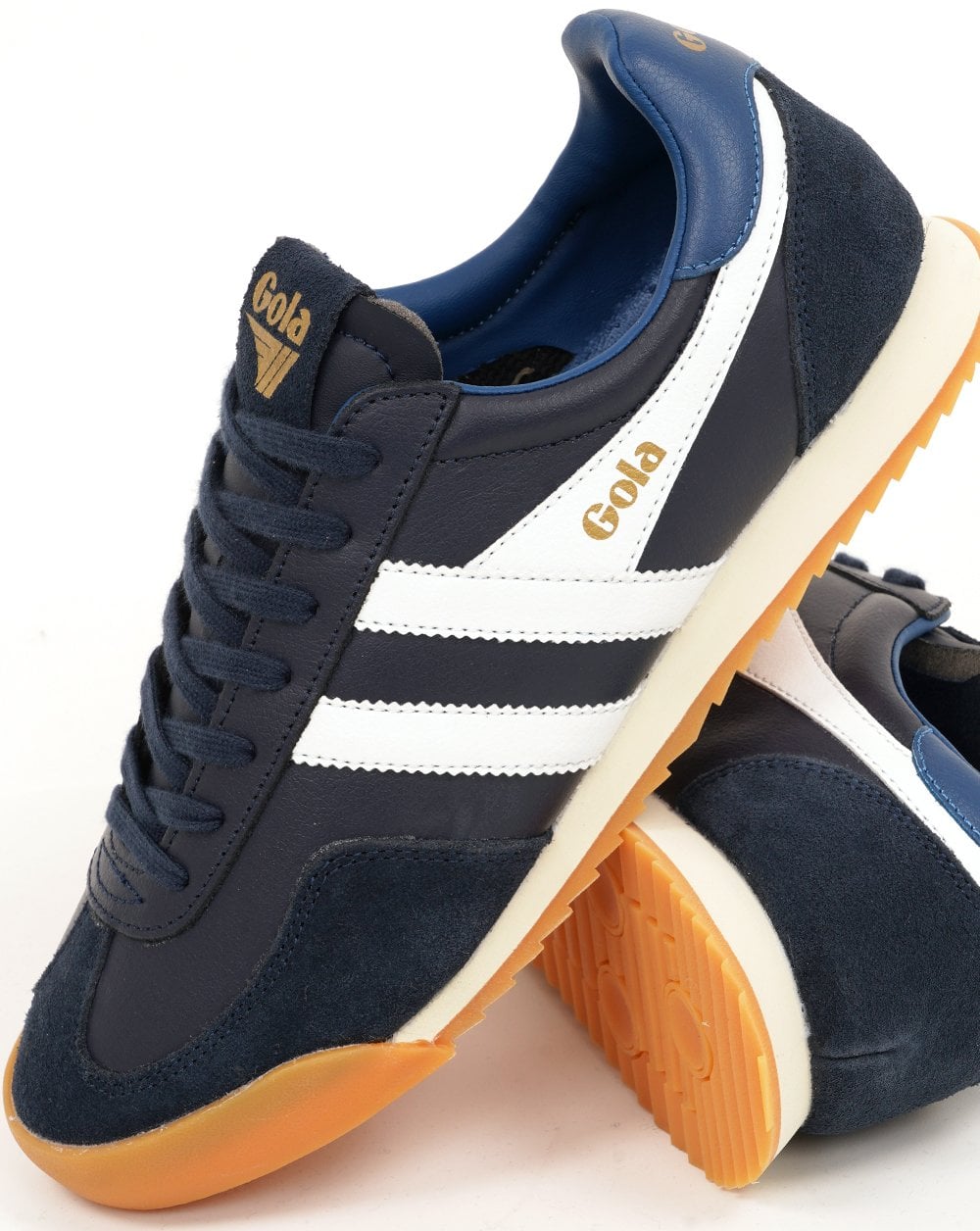 Gola Europa Leather Trainers Navy/White/Marine
