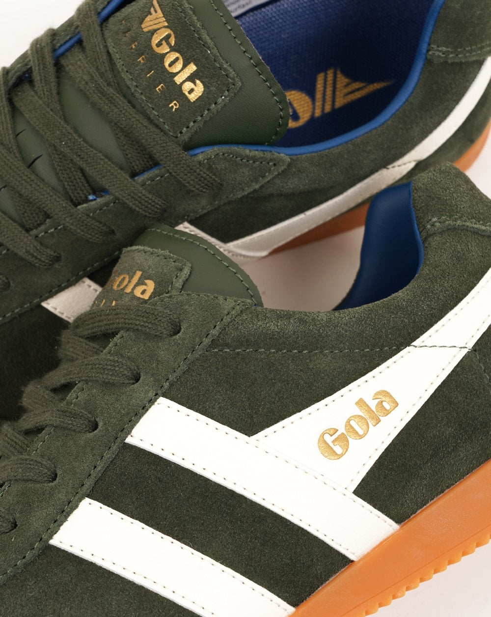 Gola Harrier Suede Trainer Dark Green/Off White/Marine