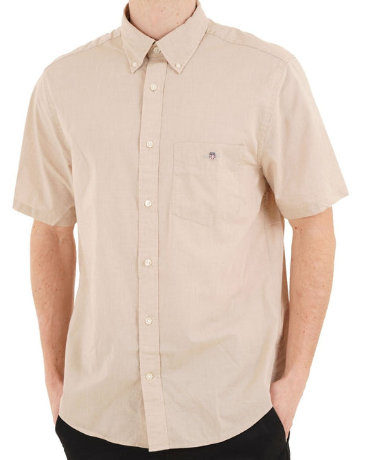 Gant Poplin Short Sleeve Shirt Oat Beige