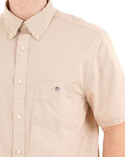 Gant Poplin Short Sleeve Shirt Oat Beige