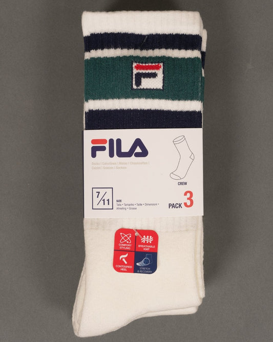 Fila Vintage Russell Crew Socks 3 Pack Gardenia