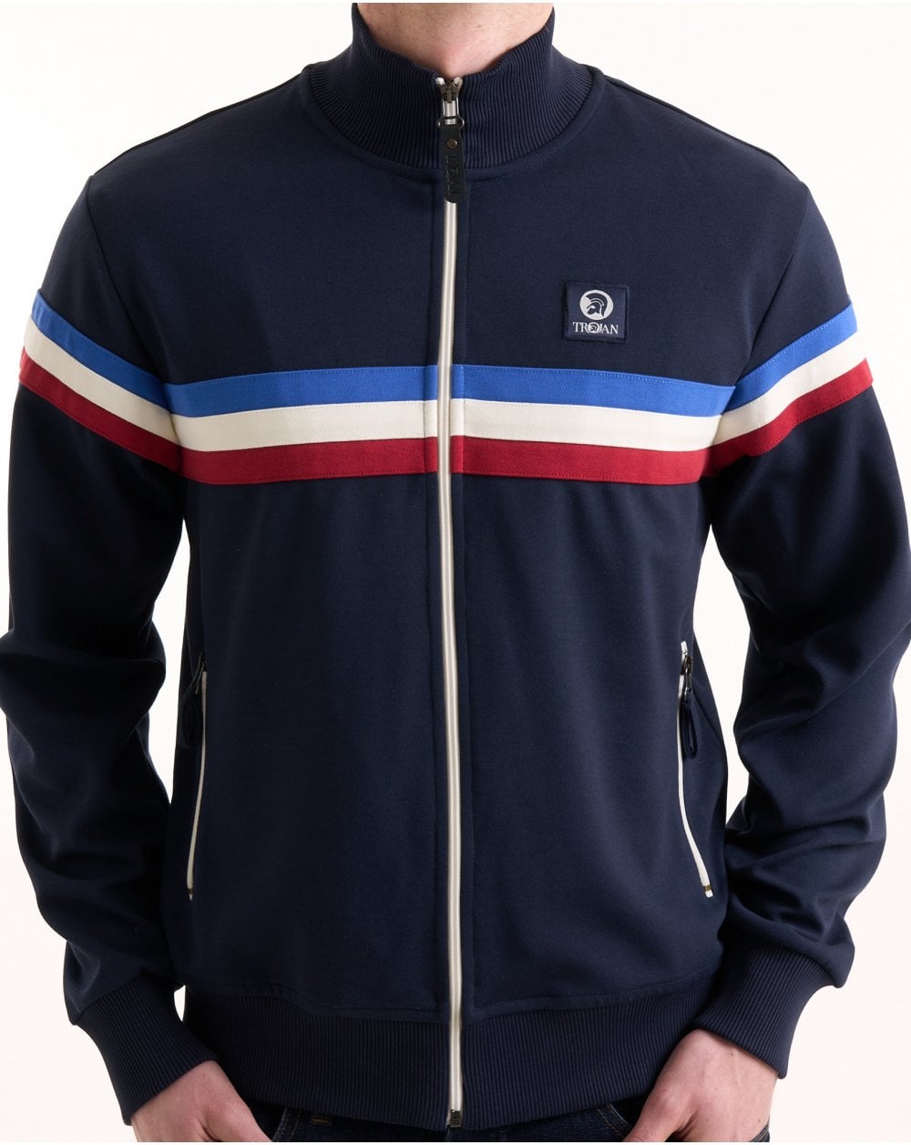 Trojan Retro Stripe Track Top Navy