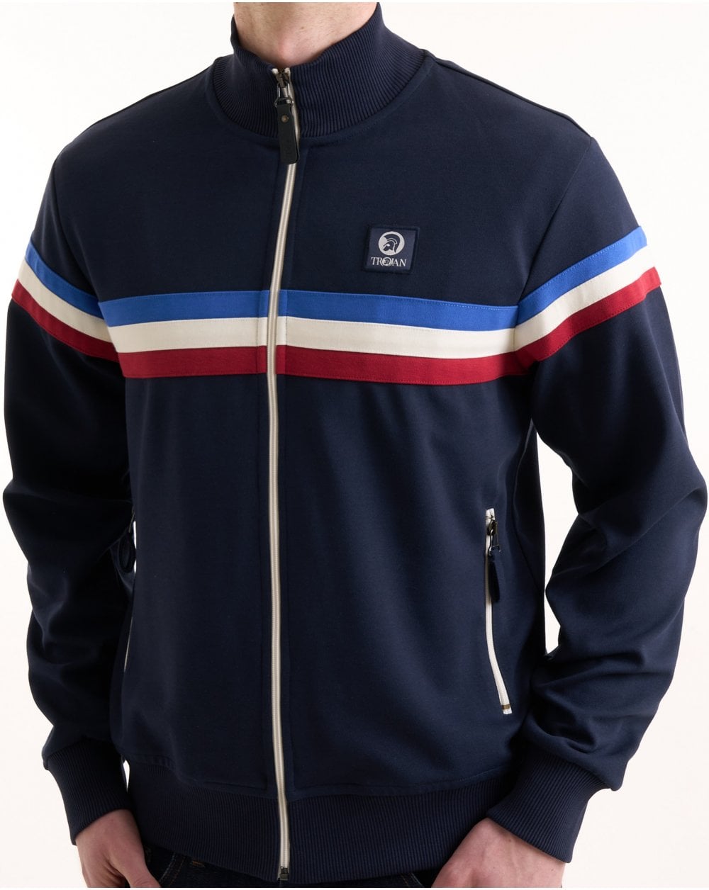 Trojan Retro Stripe Track Top Navy