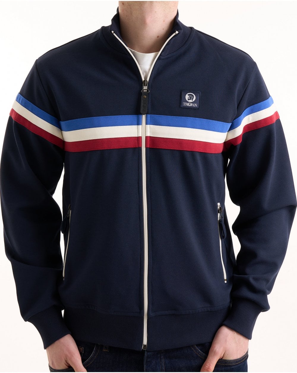 Trojan Retro Stripe Track Top Navy