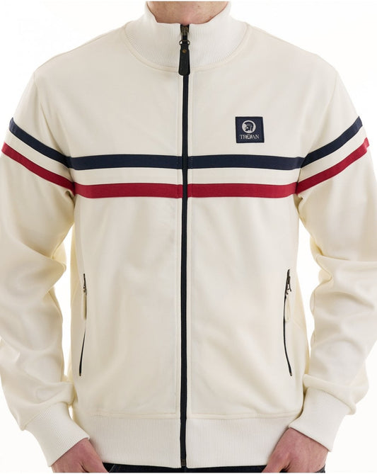 Trojan Retro Stripe Track Top Ecru