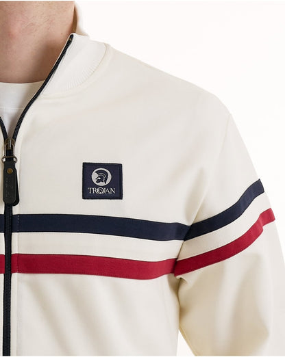 Trojan Retro Stripe Track Top Ecru
