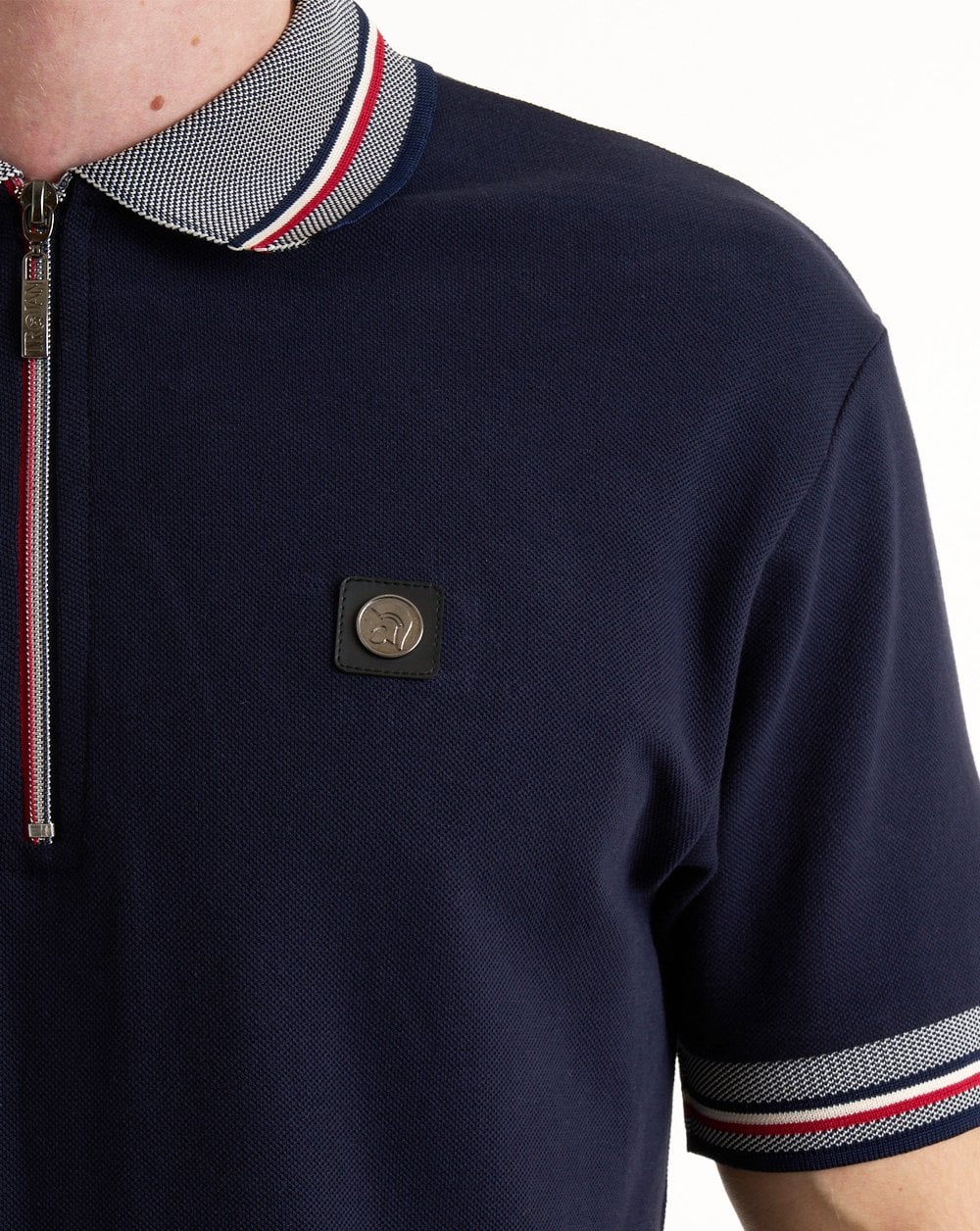 Trojan Oxford Collar Zip Polo Navy