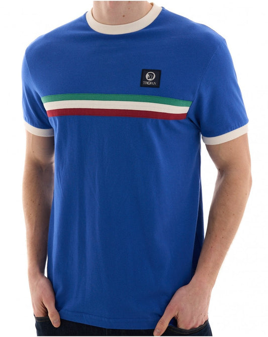 Trojan Stripe Front T Shirt Cobalt Blue
