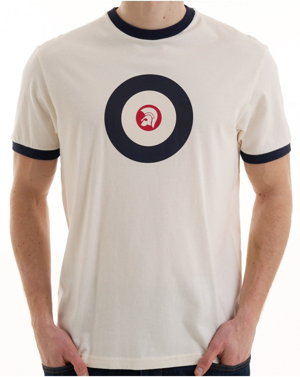 Trojan Target Ringer Tee Ecru