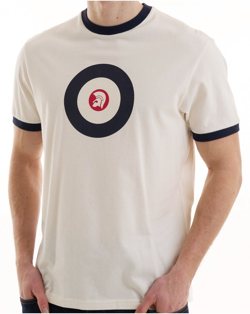 Trojan Target Ringer Tee Ecru