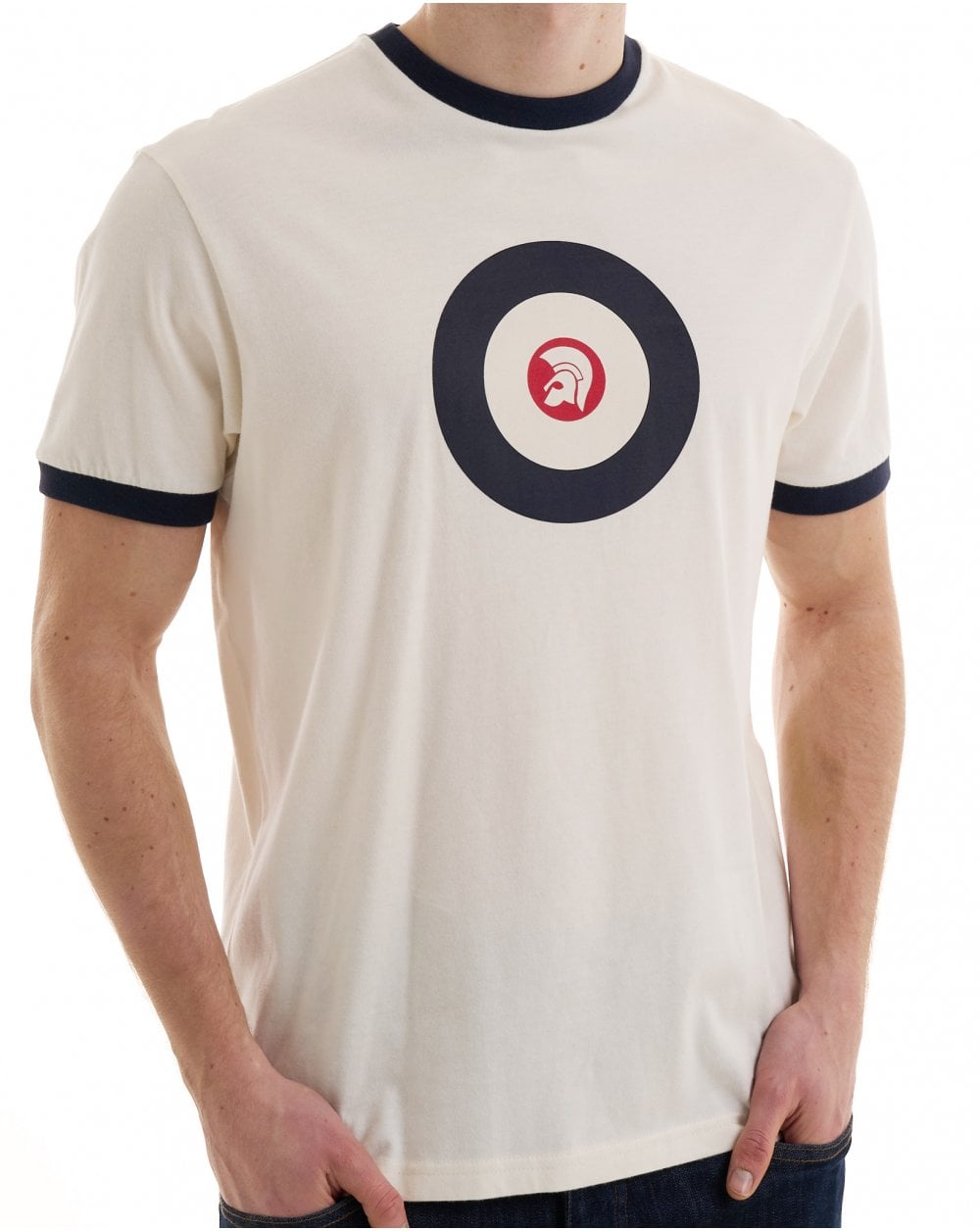 Trojan Target Ringer Tee Ecru