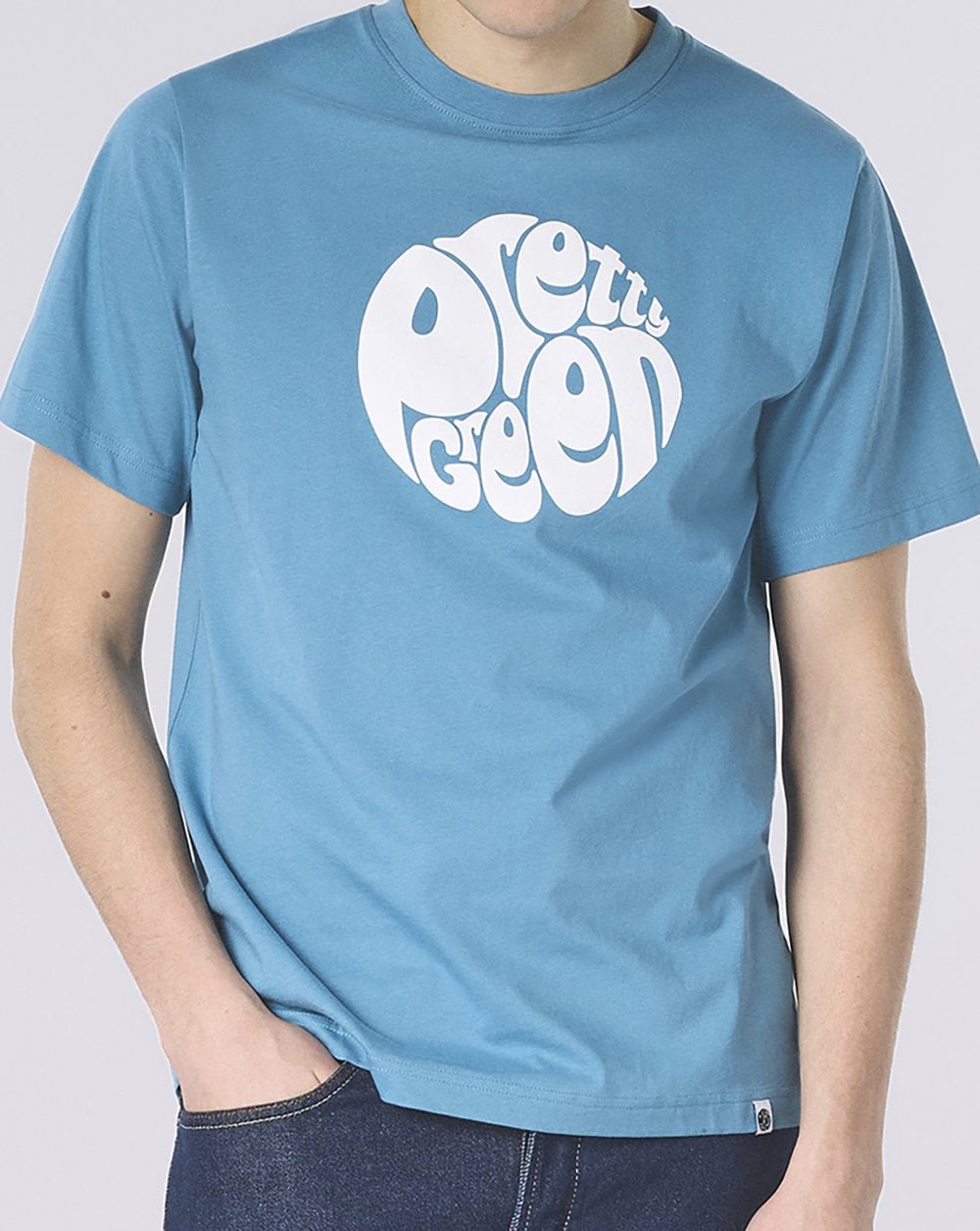 Pretty Green Gillespie Logo T Shirt Blue/White