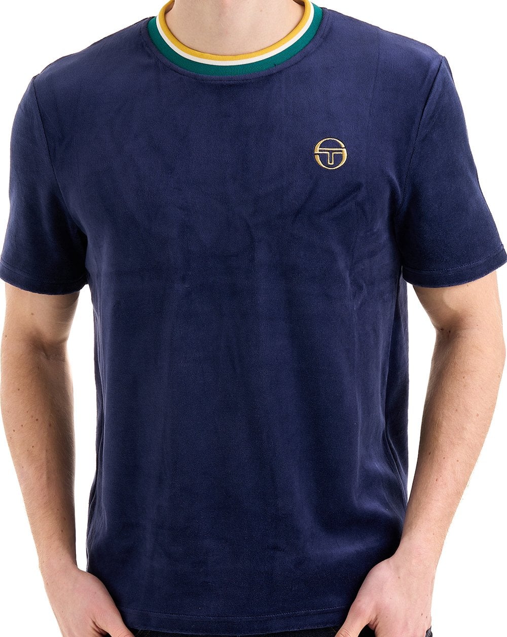 Sergio Tacchini Monte Velour T Shirt Navy Blue