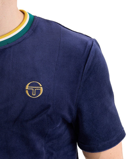 Sergio Tacchini Monte Velour T Shirt Navy Blue