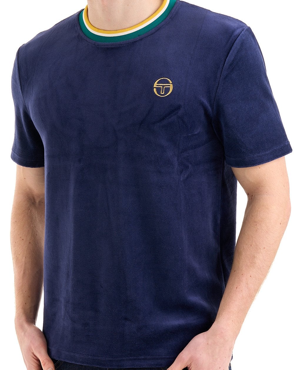 Sergio Tacchini Monte Velour T Shirt Navy Blue