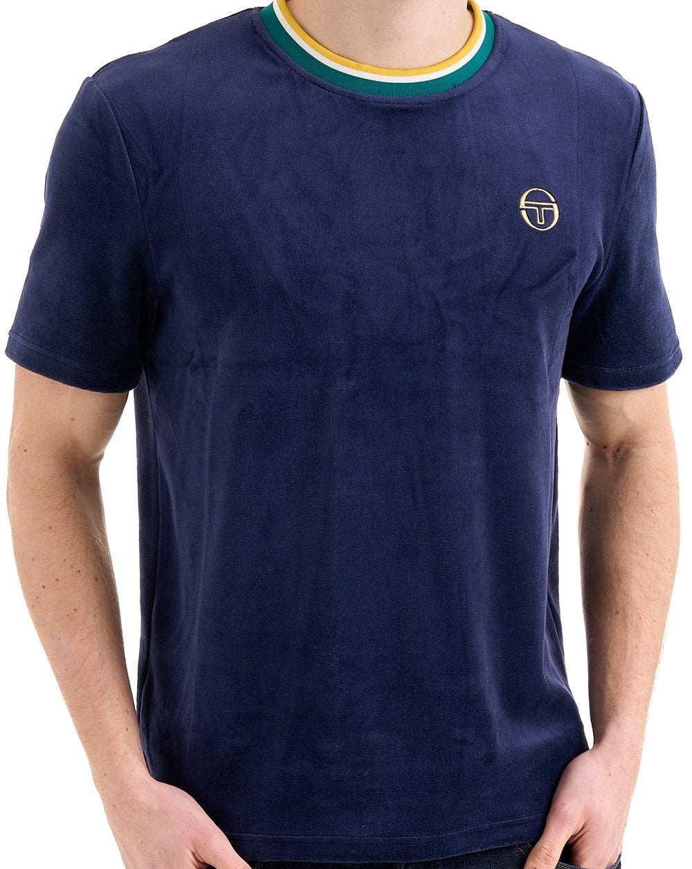 Sergio Tacchini Monte Velour T Shirt Navy Blue