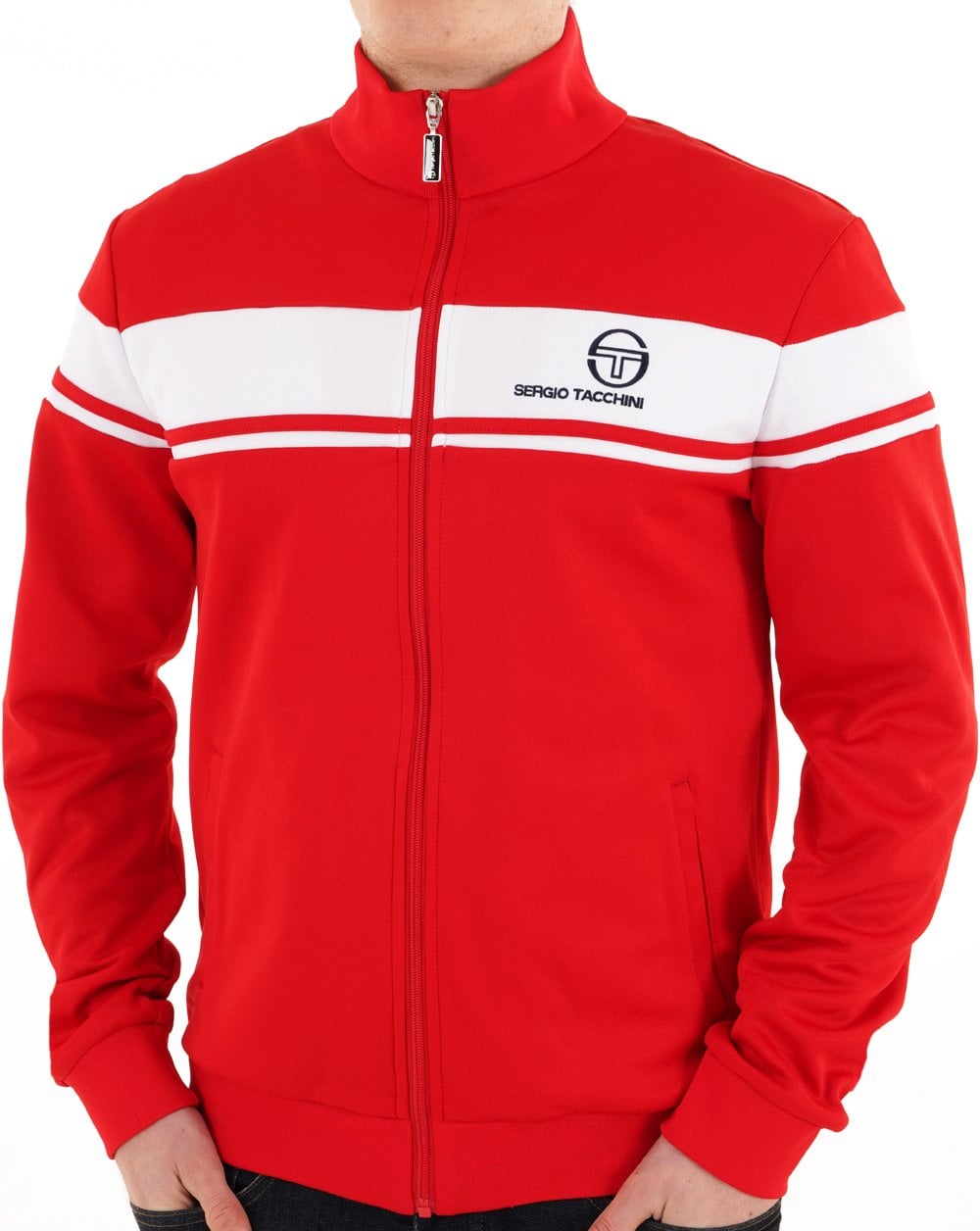 Sergio Tacchini Masters Track Top Dark Red / White