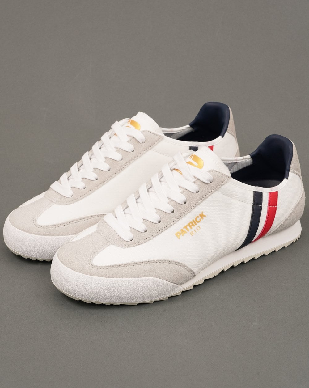 Patrick Liverpool Men's Retro Trainers, White & Navy Suede/Leather, Casual Lace-Up Sneakers