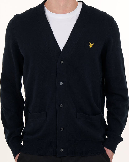 Lyle & Scott Cotton V Neck Cardigan Dark Navy
