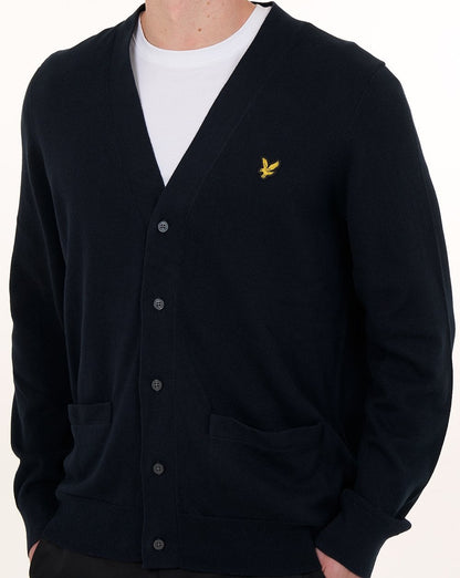 Lyle & Scott Cotton V Neck Cardigan Dark Navy