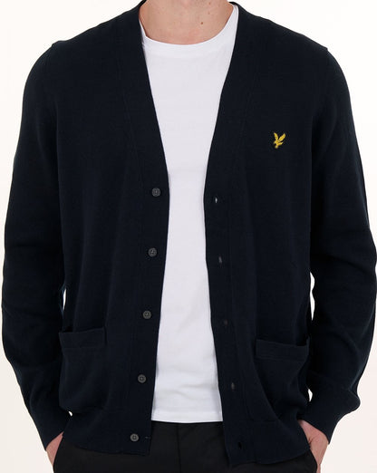 Lyle & Scott Cotton V Neck Cardigan Dark Navy