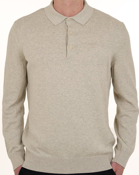 Barbour Pima Cotton Knit LS Polo Shirt Neutral