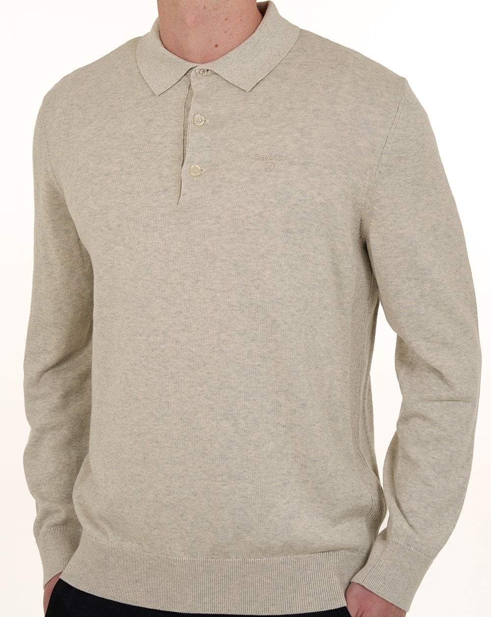 Barbour Pima Cotton Knit LS Polo Shirt Neutral