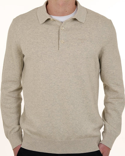 Barbour Pima Cotton Knit LS Polo Shirt Neutral