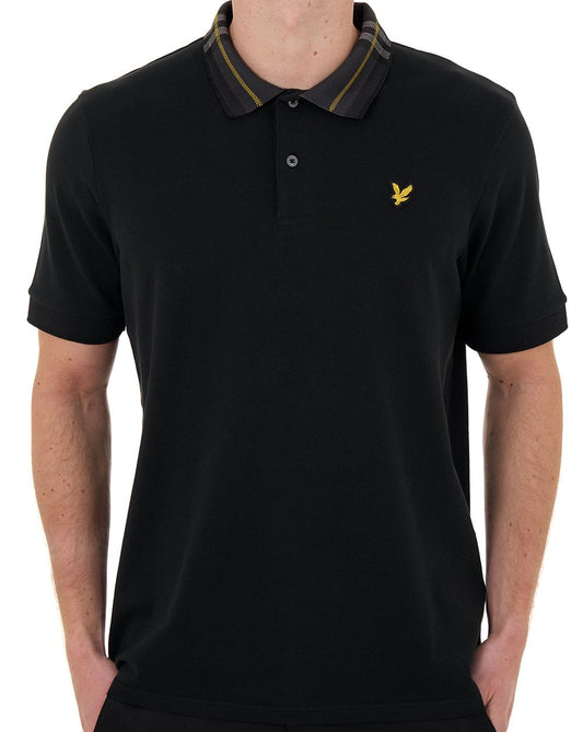 Lyle & Scott Tartan Collar Polo Shirt Jet Black