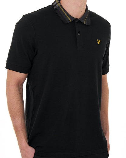 Lyle & Scott Tartan Collar Polo Shirt Jet Black