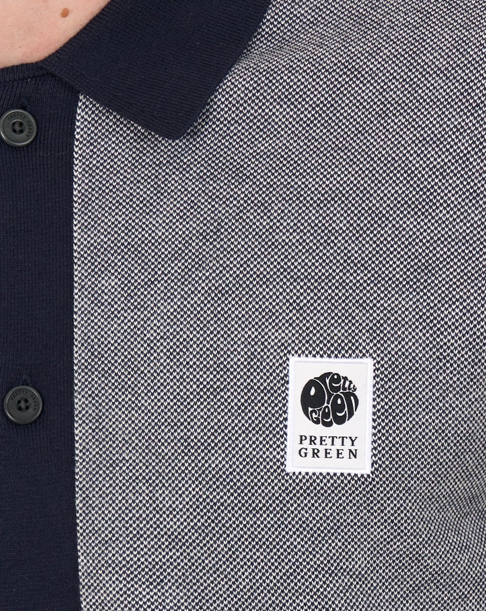 Pretty Green Roxy Knit Short Sleeve Shirt Grey/Navy