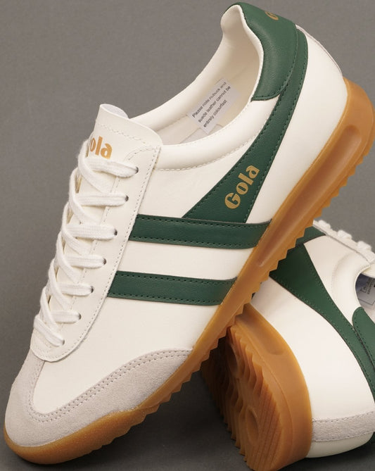 Gola Torpedo Leather Trainers Off White / Evergreen