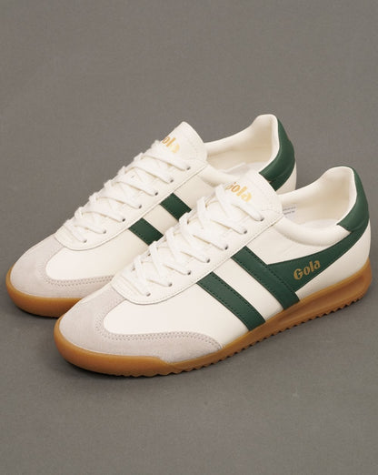Gola Torpedo Leather Trainers Off White / Evergreen