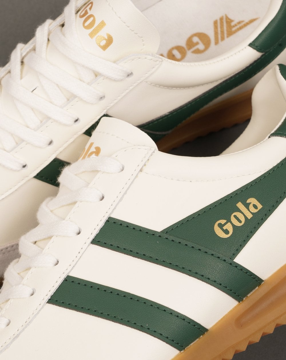 Gola Torpedo Leather Trainers Off White / Evergreen