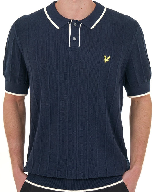 Lyle & Scott Tipped Pique Knitted Polo Dark Navy