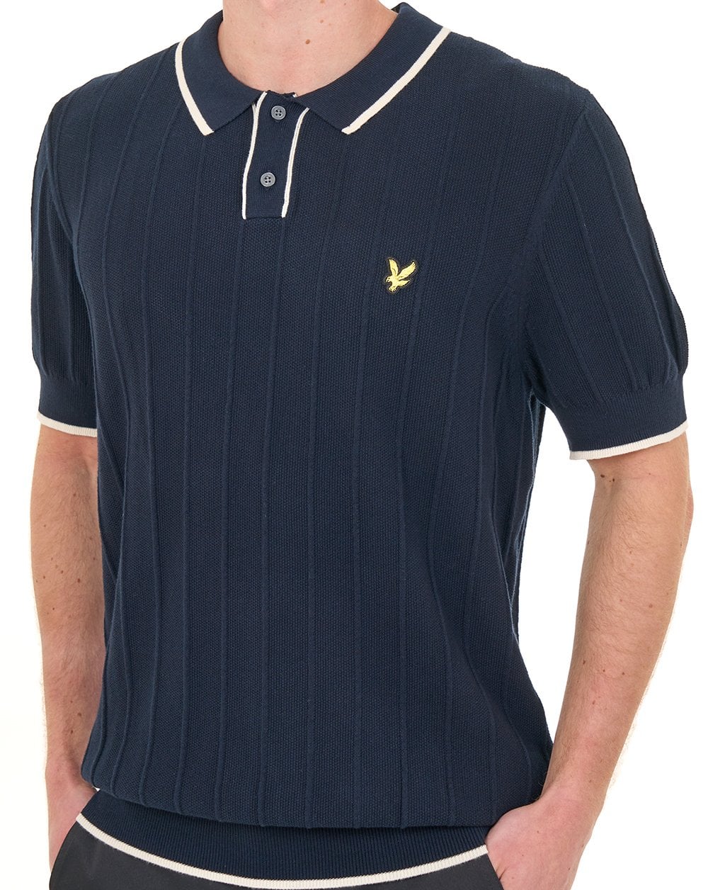 Lyle & Scott Tipped Pique Knitted Polo Dark Navy