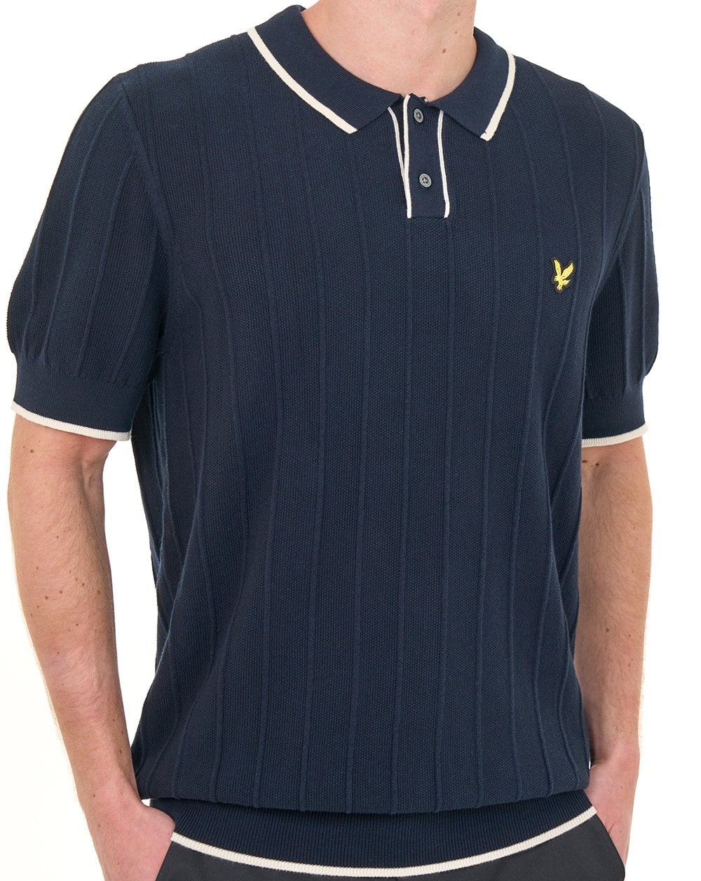 Lyle & Scott Tipped Pique Knitted Polo Dark Navy