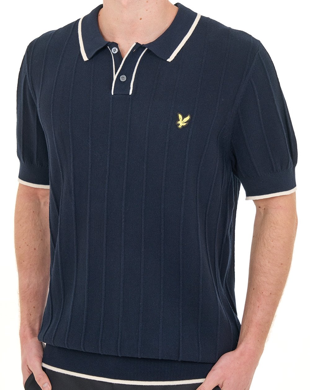 Lyle & Scott Tipped Pique Knitted Polo Dark Navy