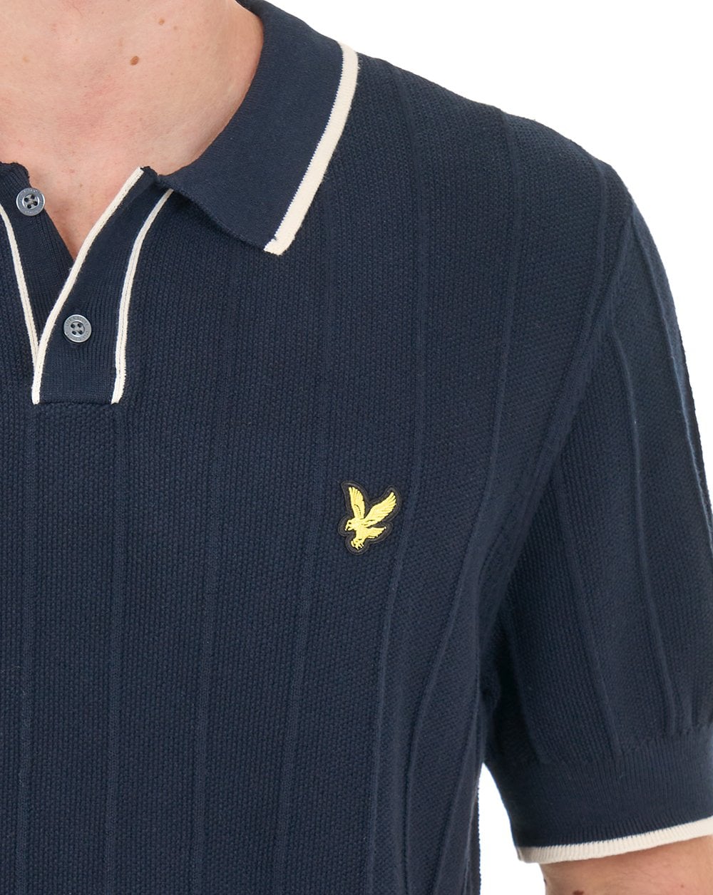 Lyle & Scott Tipped Pique Knitted Polo Dark Navy