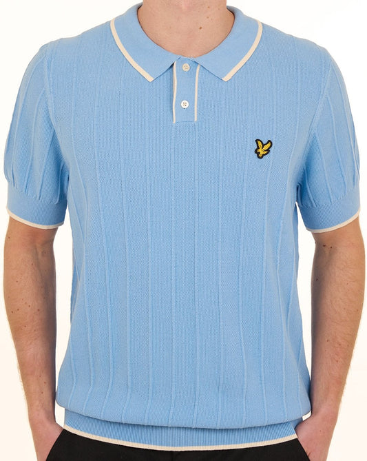 Lyle & Scott Tipped Pique Knitted Polo Chalk Blue