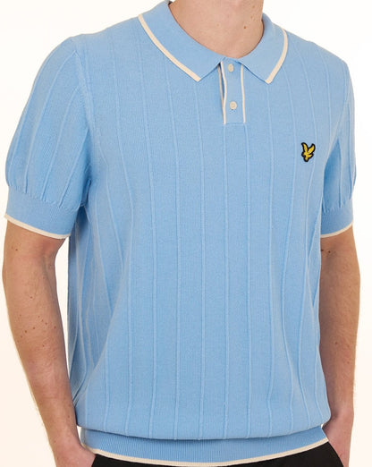 Lyle & Scott Tipped Pique Knitted Polo Chalk Blue