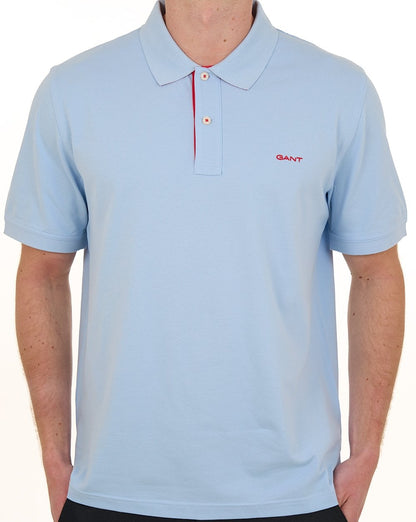 Gant Contrast Collar Polo Shirt Fresh Blue