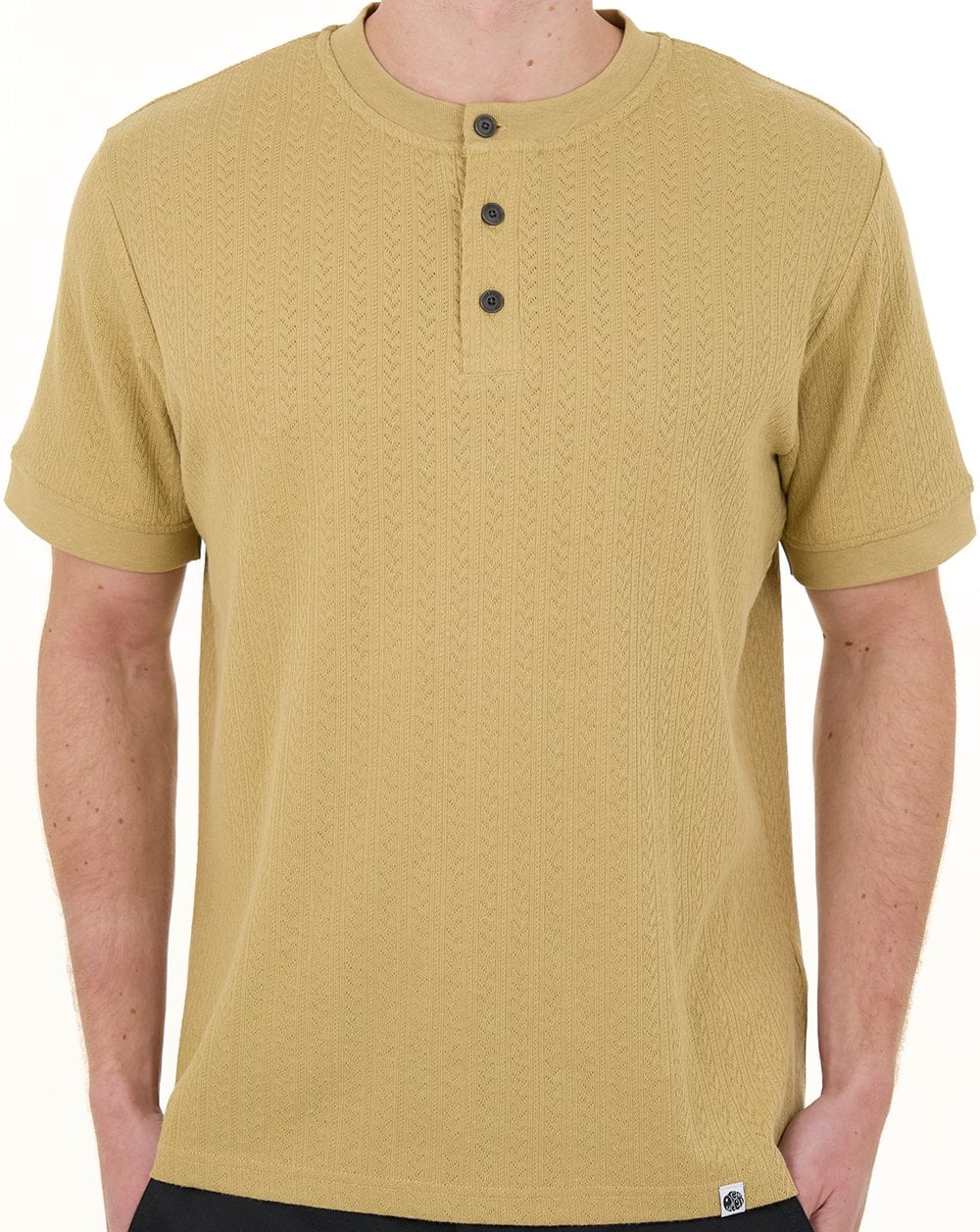 Pretty Green Zephlyn Texture Grandad Tee Taupe