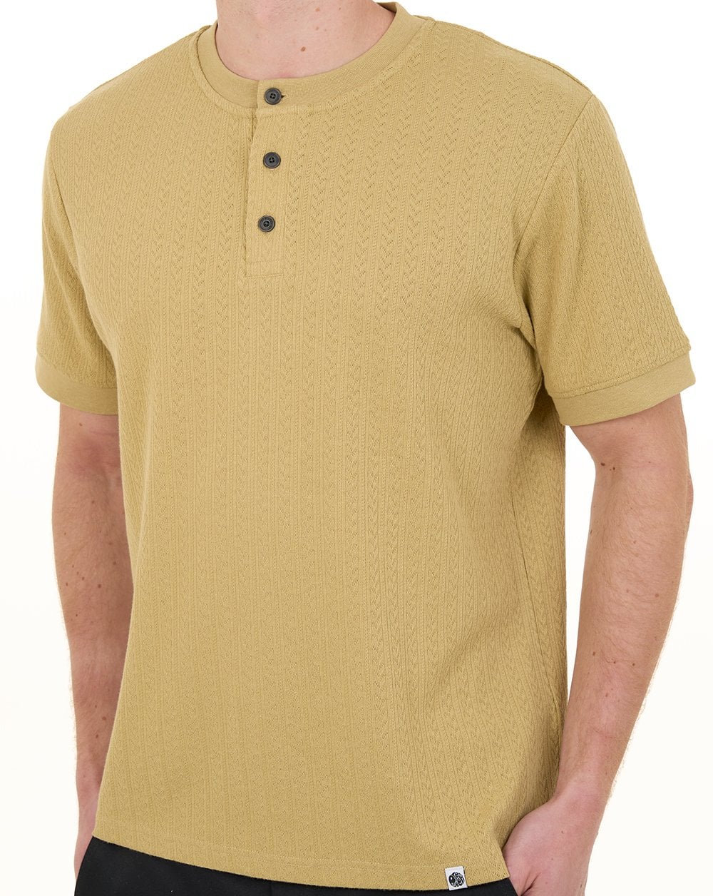 Pretty Green Zephlyn Texture Grandad Tee Taupe